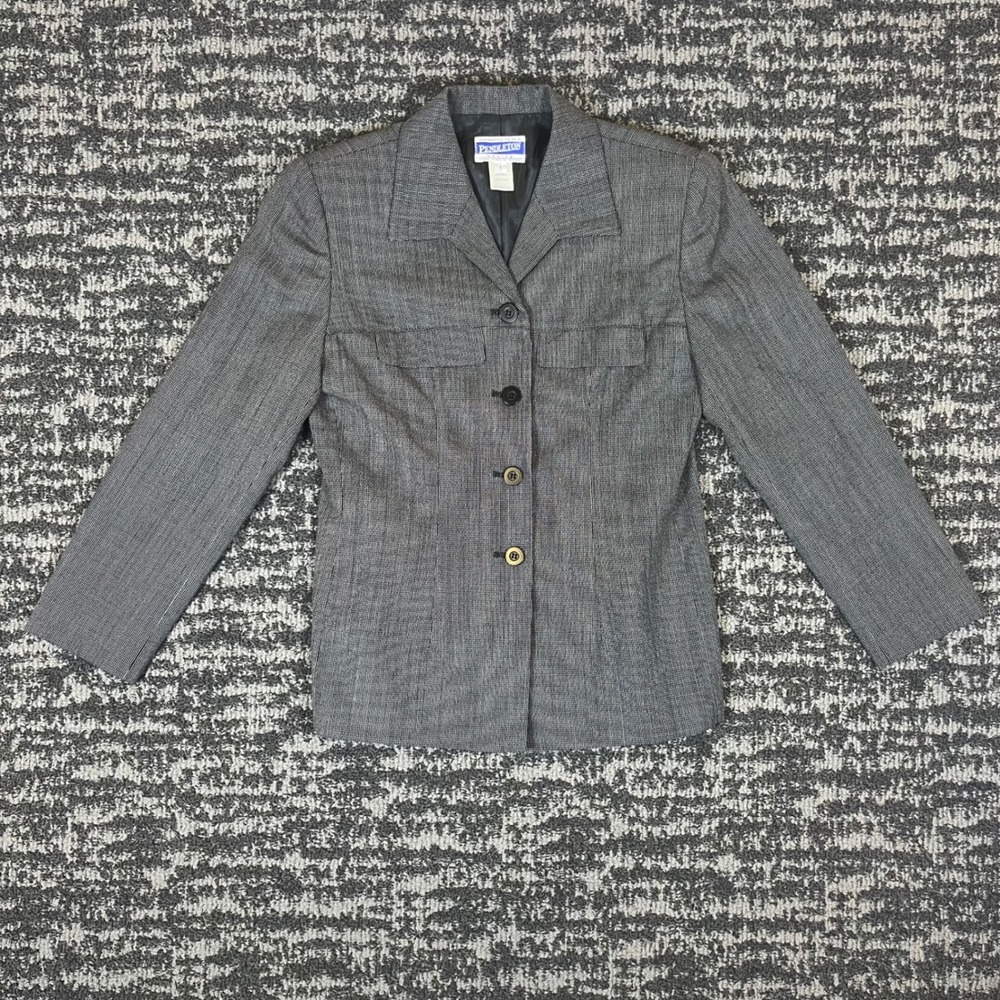 Pendleton Petite Grey 100% Virgin Wool Blazer Jacket Made in USA Size 6P